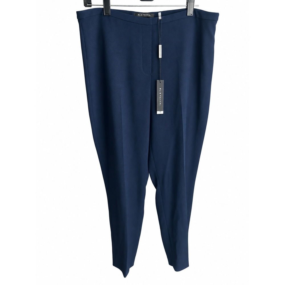 Elie Tahari Marcia Pant Women 10 Navy Blue NWT Tapered Side Zip ED087215